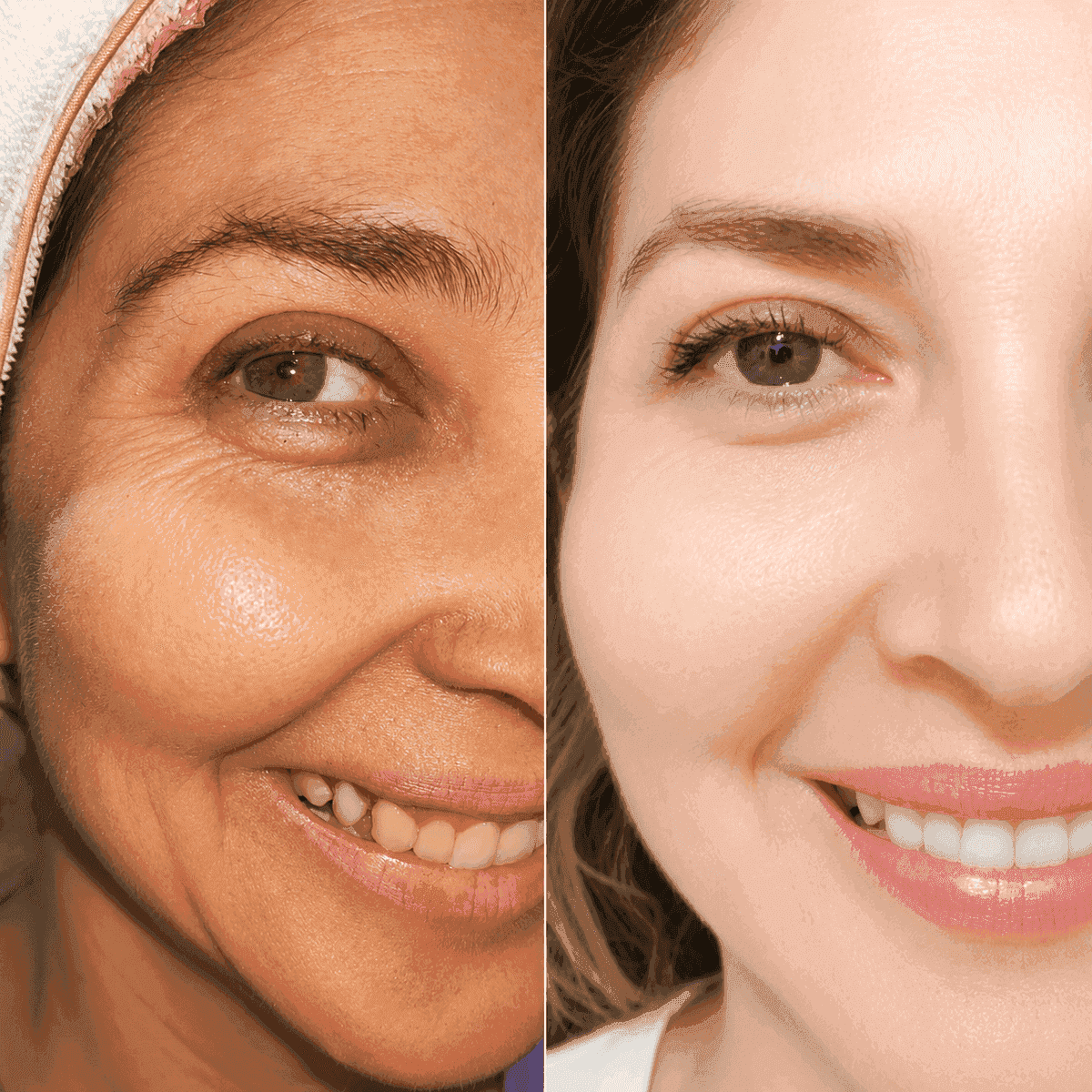 Antes y después — rejuvenecimiento facial en mujer, Kzalon Cali